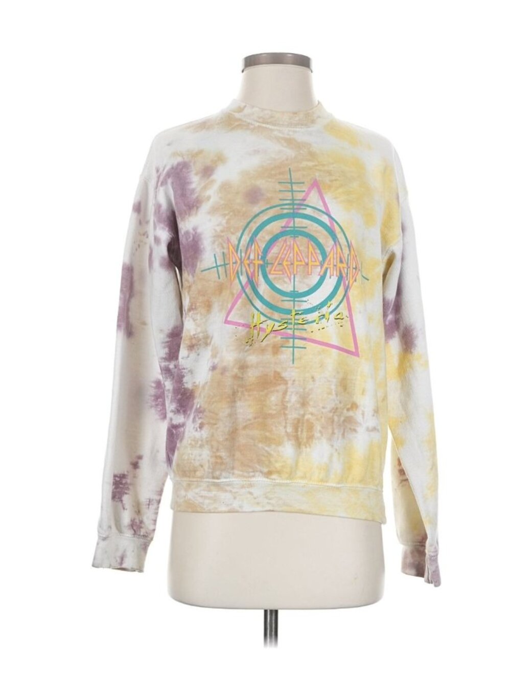 Def Leppard Hysteria Tie-Dye Pullover Sweatshirt Crew Neck S Cotton Blend